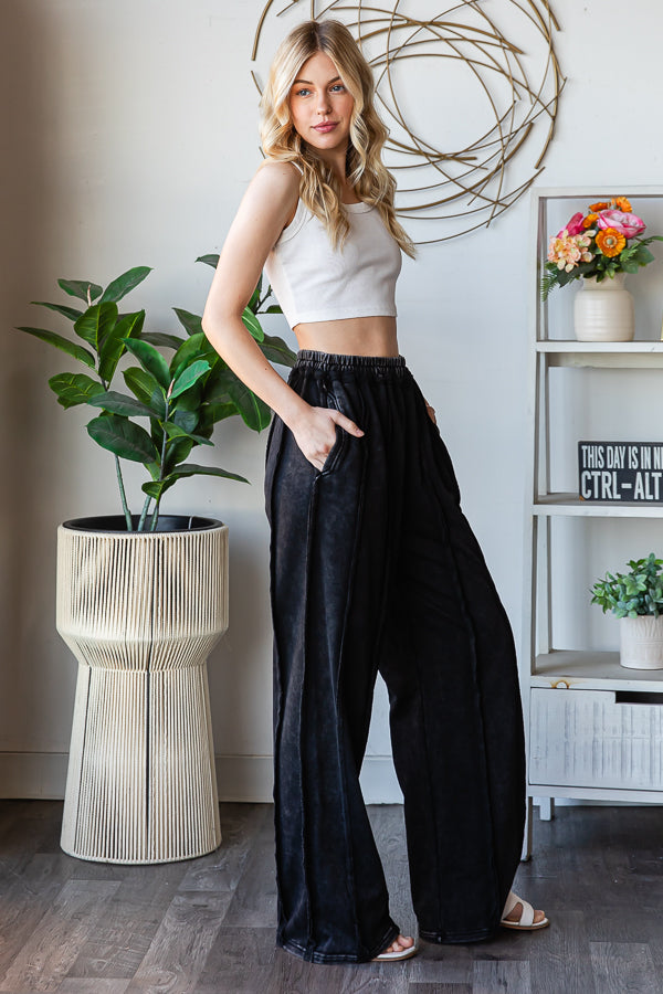 WASHED EXPOSED SEAM DRAWSTRING SWEATPANTS