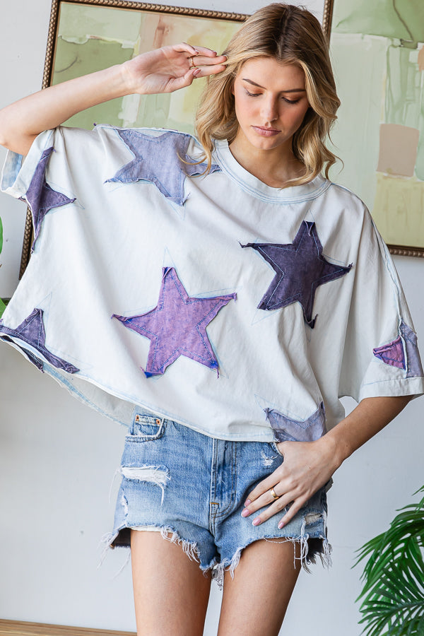 WASHED STAR PATCHWORK OVERSIZED TEE