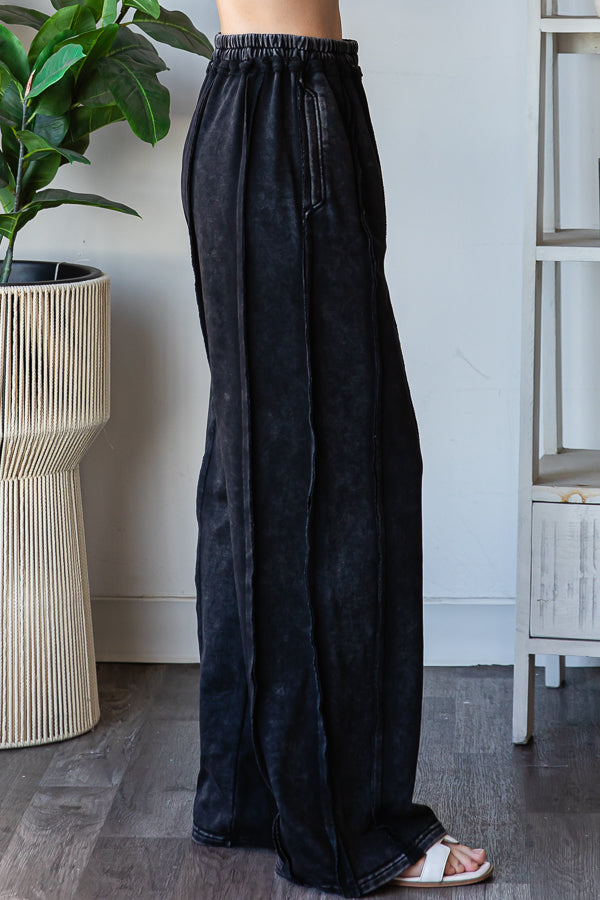 WASHED EXPOSED SEAM DRAWSTRING SWEATPANTS