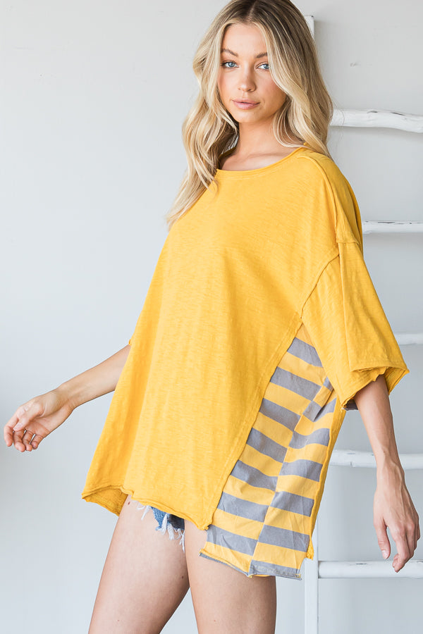 DROP SHOULDER CONTRAST DETAIL OVERSIZED TEE