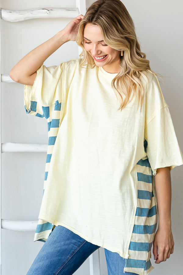 DROP SHOULDER CONTRAST DETAIL OVERSIZED TEE