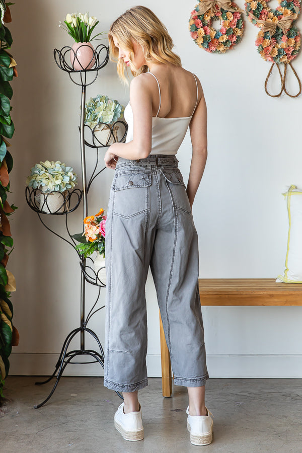 GARMENT DYED TROUSER CROPPED PANTS