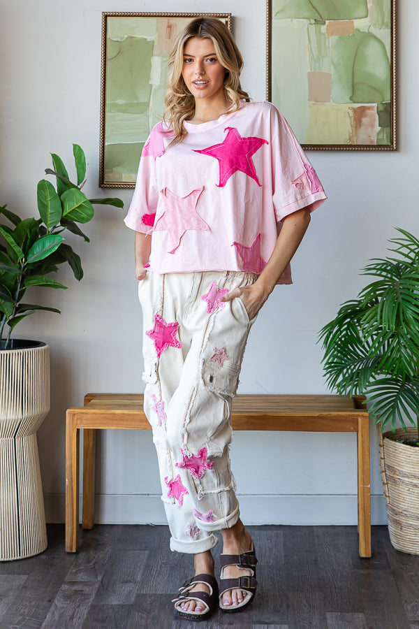 WASHED STAR PATCHWORK OVERSIZED TEE