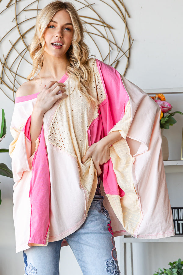 WASHED MULTICOLOR ZIGZAG OVERSIZED TOP