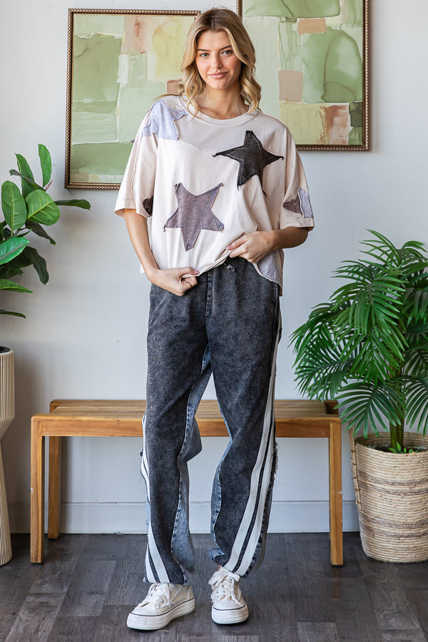 WASHED STAR PATCHWORK OVERSIZED TEE