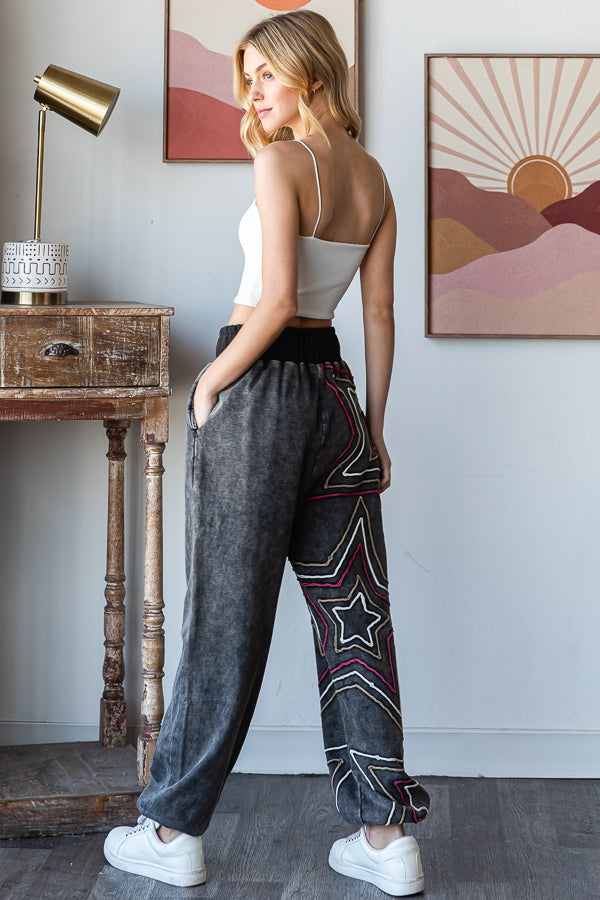 WASHED STAR APPLIQUE JOGGER PANTS