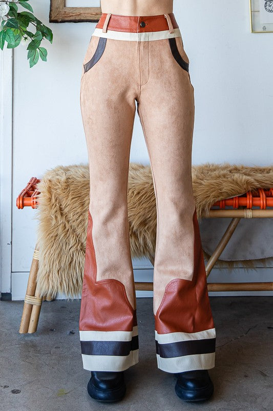 COLORBLOCK SUEDE PU DETAIL TOY STORY PANTS