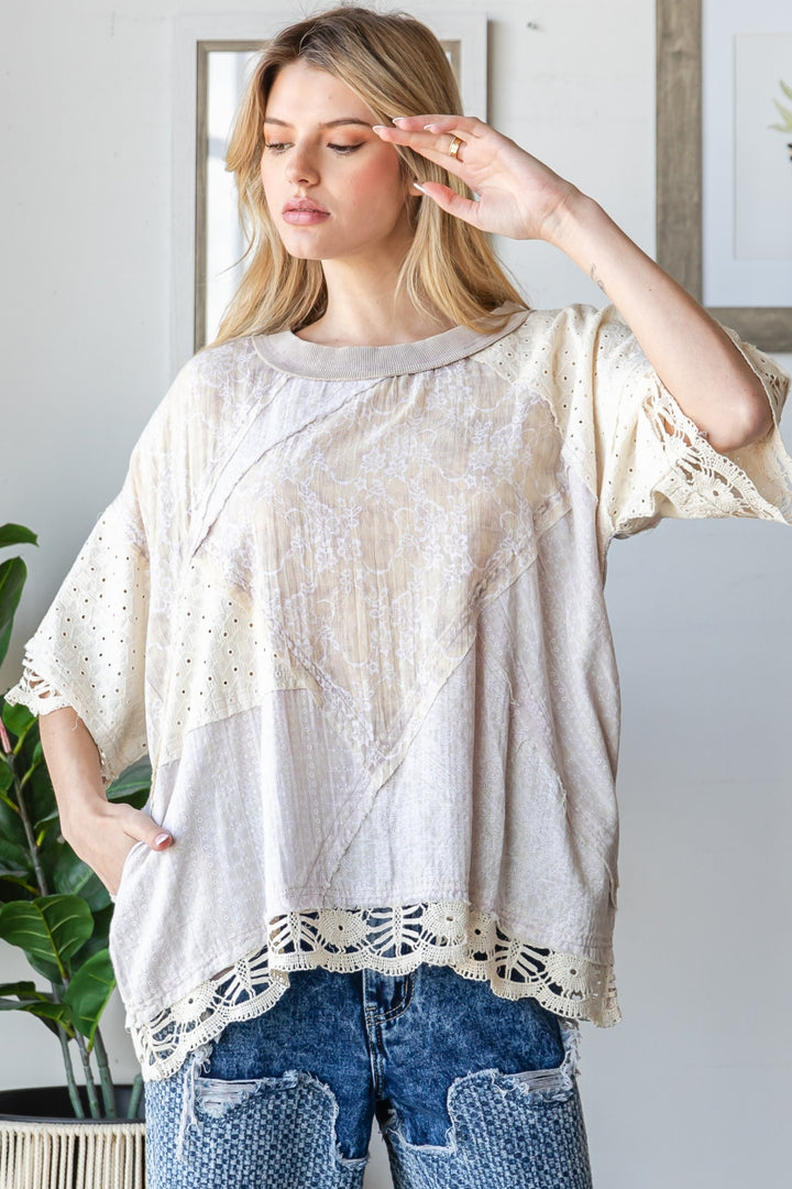 WASHED MIX MEDIA CASUAL TOP