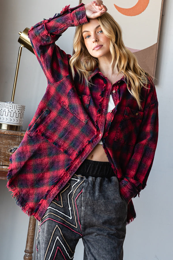 MULTICOLOR BUTTON DOWN FLANNEL SHIRT