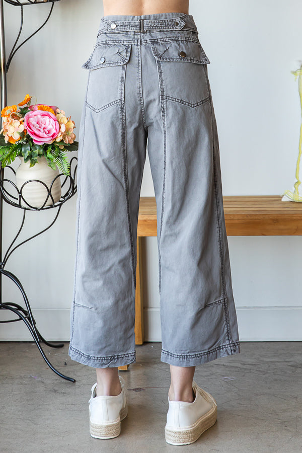 GARMENT DYED TROUSER CROPPED PANTS