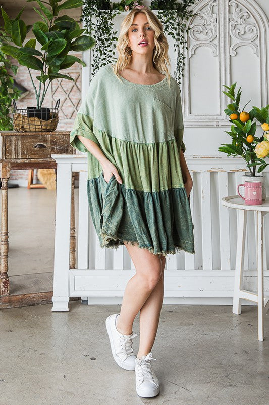 MINERAL WASHED TIERED TOP