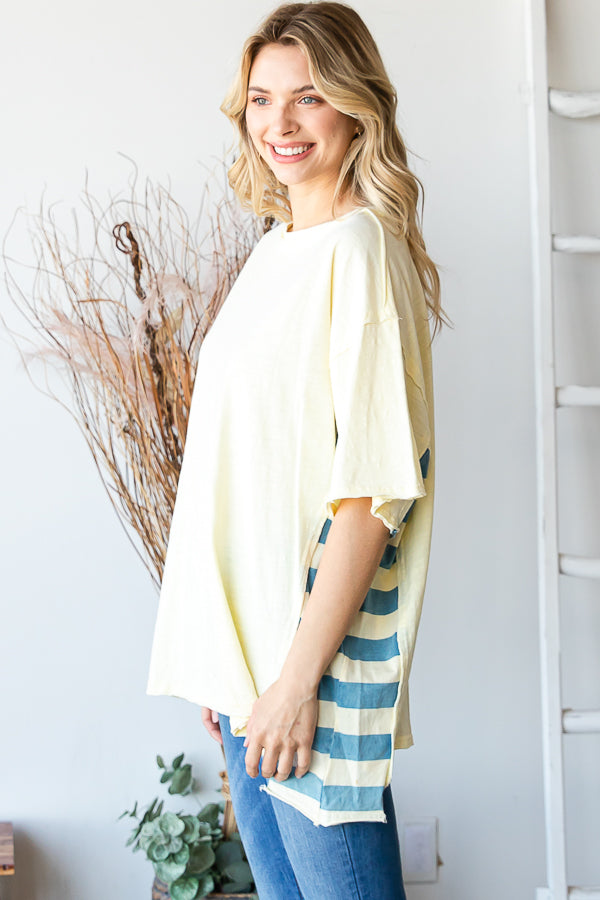 DROP SHOULDER CONTRAST DETAIL OVERSIZED TEE