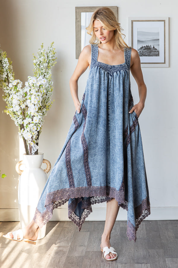 WASHED ASSYMETRICAL TENCEL ROMPER