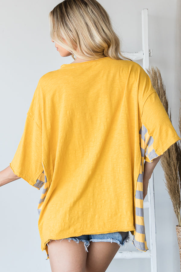 DROP SHOULDER CONTRAST DETAIL OVERSIZED TEE