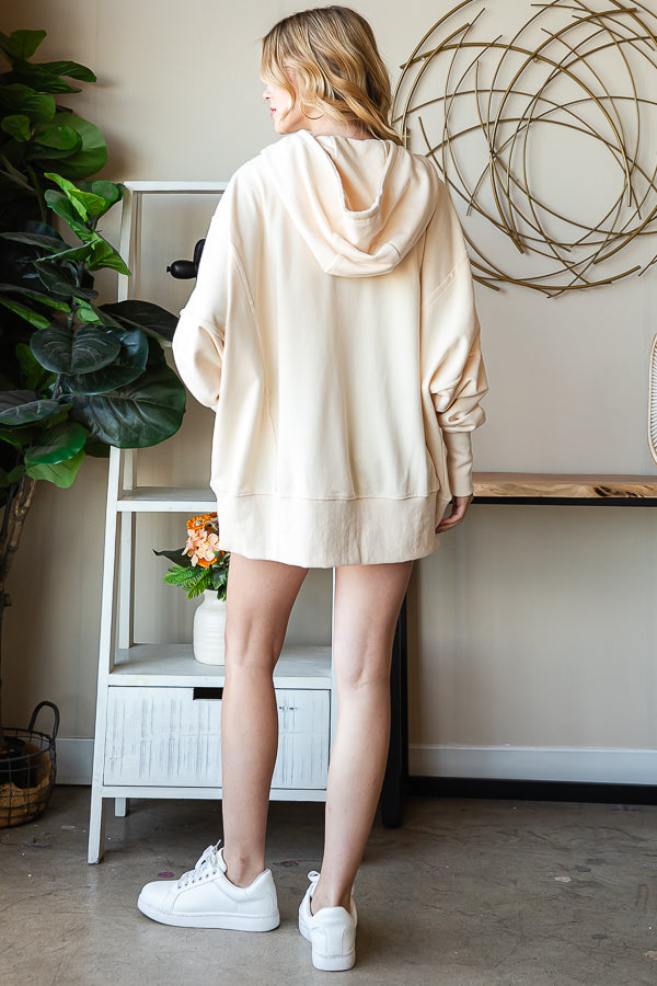 WASHED HOODED ZIP FRONT JACKET