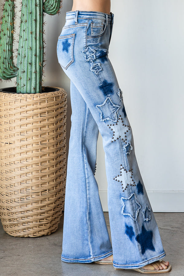 STAR STUDDED DENIM JEANS