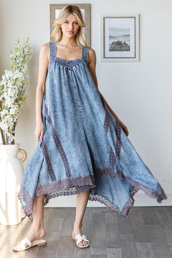 WASHED ASSYMETRICAL TENCEL ROMPER